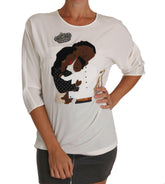 Dolce & Gabbana White Silk #dgfamily Crystal T-shirt -   -  Dolce & Gabbana.